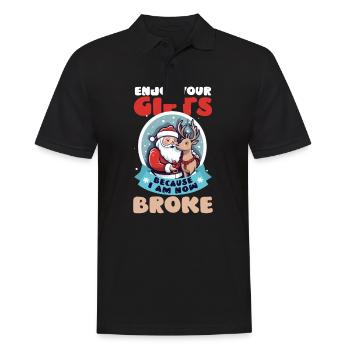 Weihnachten Rentiere genießen Geschenke Ich bin pleite - Männer Poloshirt - Schwarz - Vorne - Kai (181cm)