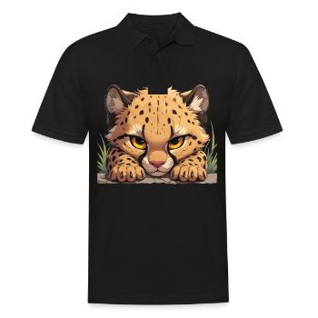 Cheetah Geparde Gepard - Men's Polo Shirt - black - Front - Kai (181cm)