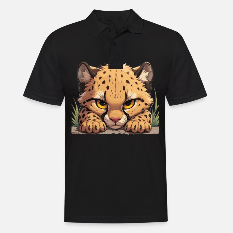 Cheetah Geparde Gepard - Männer Poloshirt - Schwarz