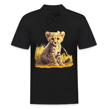 Cheetah Geparde Gepard - Men's Polo Shirt - black - Front - Kai (181cm)