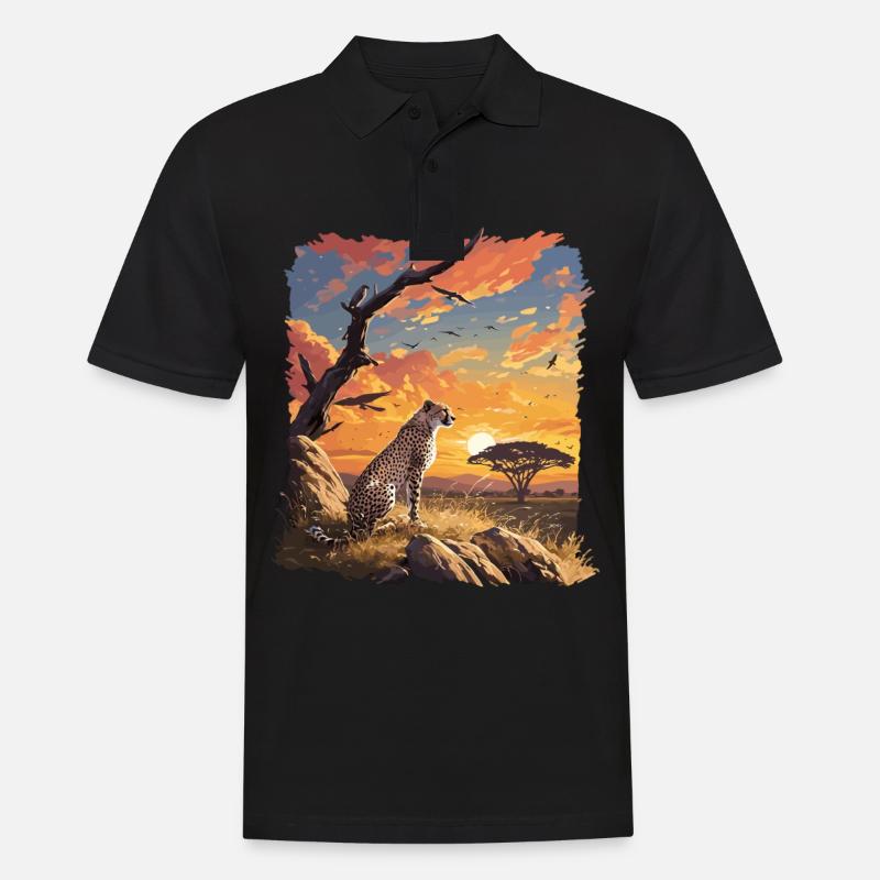 Cheetah Geparde Gepard - Männer Poloshirt - Schwarz