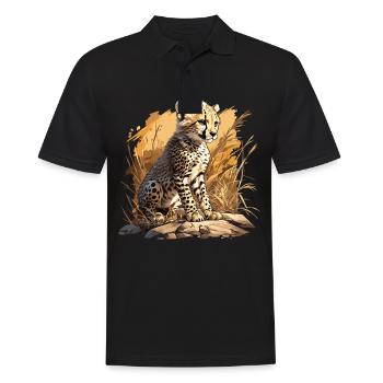 Cheetah Geparde Gepard - Men's Polo Shirt - black - Front - Kai (181cm)