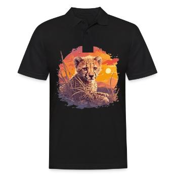 Cheetah Geparde Gepard - Men's Polo Shirt - black - Front - Kai (181cm)