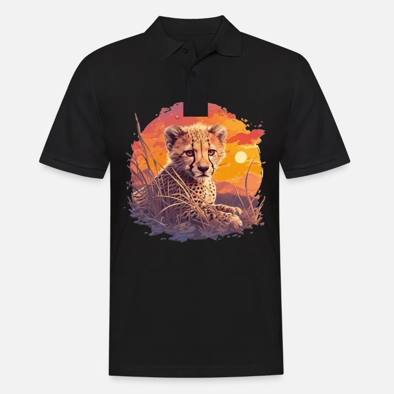 Cheetah Geparde Gepard - Männer Poloshirt - Schwarz