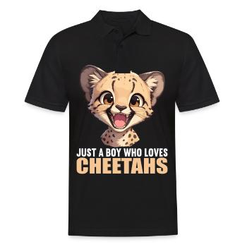 Cheetah Geparde Gepard - Männer Poloshirt - Schwarz - Vorne - Kai (181cm)