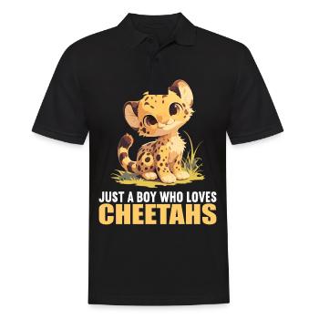 Cheetah Geparde Gepard - Männer Poloshirt - Schwarz - Vorne - Kai (181cm)