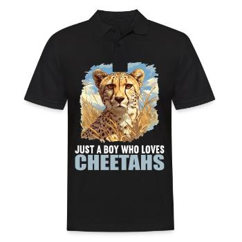 Cheetah Geparde Gepard - Männer Poloshirt - Schwarz - Vorne - Kai (181cm)