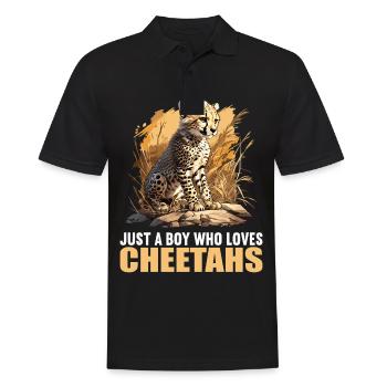 Cheetah Geparde Gepard - Männer Poloshirt - Schwarz - Vorne - Kai (181cm)