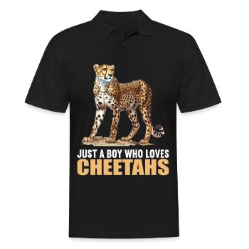 Cheetah Geparde Gepard - Männer Poloshirt - Schwarz - Vorne - Kai (181cm)