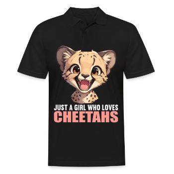 Cheetah Geparde Gepard - Männer Poloshirt - Schwarz - Vorne - Kai (181cm)