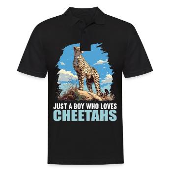 Cheetah Geparde Gepard - Männer Poloshirt - Schwarz - Vorne - Kai (181cm)