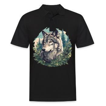 Wolves Wolf - Men's Polo Shirt - black - Front - Kai (181cm)