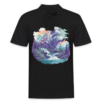 Wölfe Wolf - Männer Poloshirt - Schwarz - Vorne - Kai (181cm)