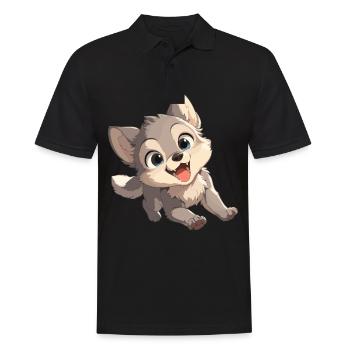 Wölfe Wolf - Männer Poloshirt - Schwarz - Vorne - Kai (181cm)