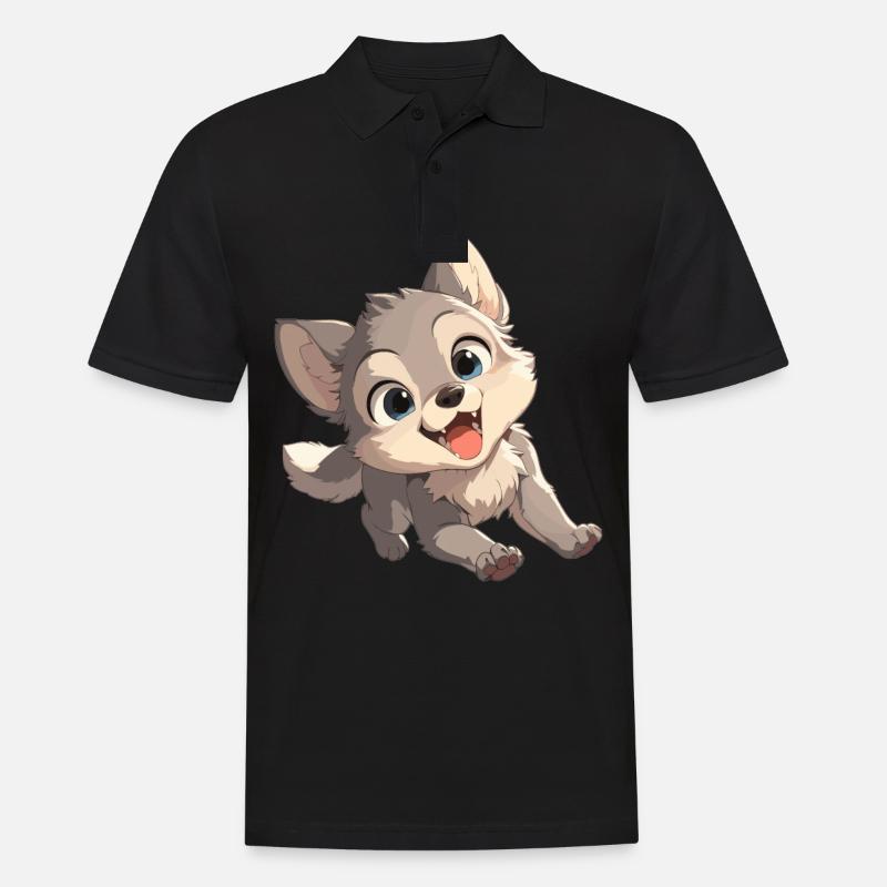 Wölfe Wolf - Männer Poloshirt - Schwarz