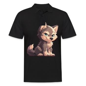 Wölfe Wolf - Männer Poloshirt - Schwarz - Vorne - Kai (181cm)
