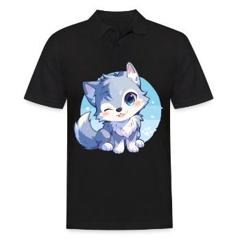 Wölfe Wolf - Männer Poloshirt - Schwarz - Vorne - Kai (181cm)
