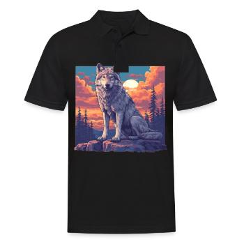 Wölfe Wolf - Männer Poloshirt - Schwarz - Vorne - Kai (181cm)