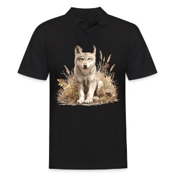 Wölfe Wolf - Männer Poloshirt - Schwarz - Vorne - Kai (181cm)