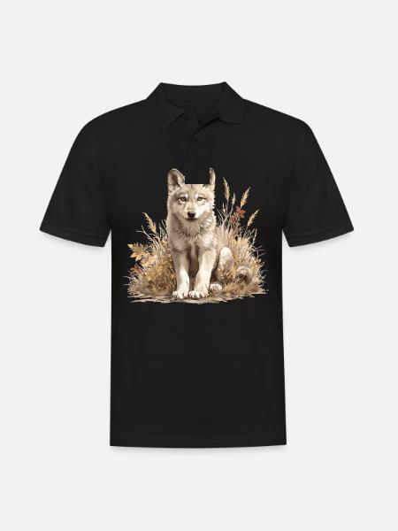 Wölfe Wolf - Männer Poloshirt - Schwarz
