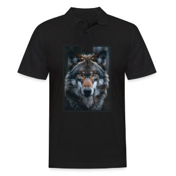 Wölfe Wolf - Männer Poloshirt - Schwarz - Vorne - Kai (181cm)