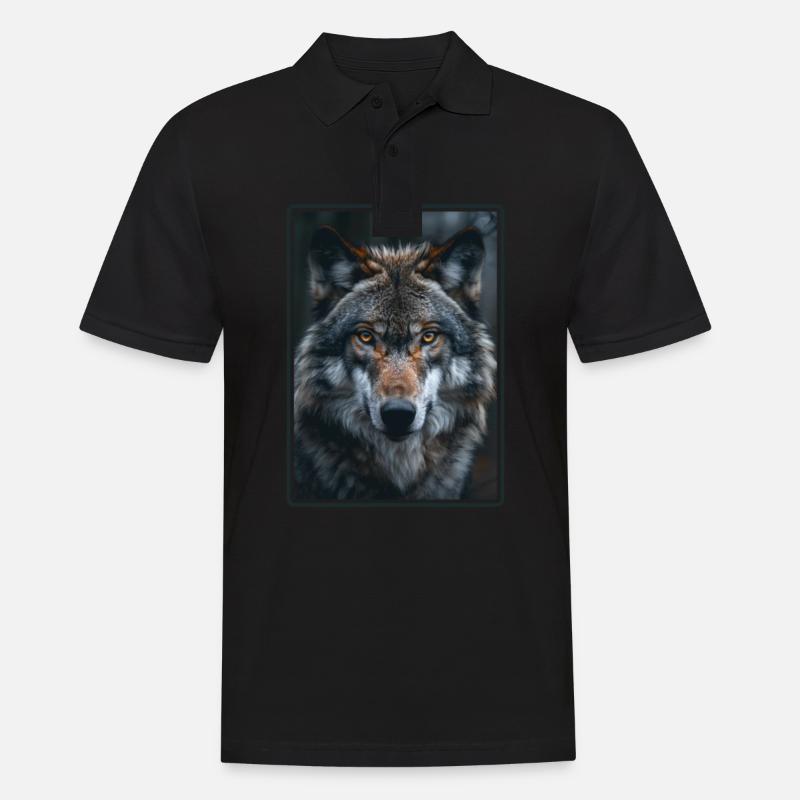 Wölfe Wolf - Männer Poloshirt - Schwarz