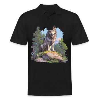 Wolves Wolf - Men's Polo Shirt - black - Front - Kai (181cm)
