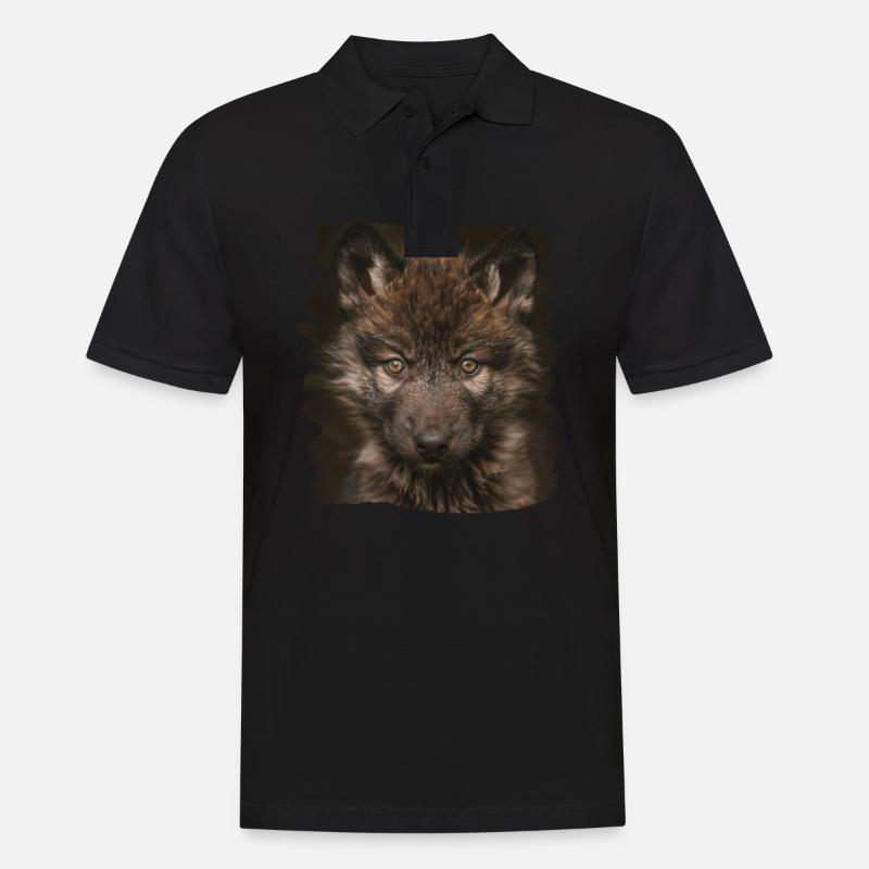 Wölfe Wolf - Männer Poloshirt - Schwarz