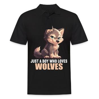 Wölfe Wolf - Männer Poloshirt - Schwarz - Vorne - Kai (181cm)