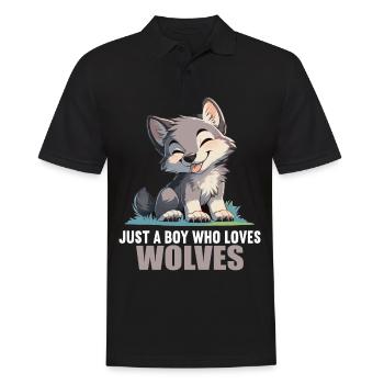 Wölfe Wolf - Männer Poloshirt - Schwarz - Vorne - Kai (181cm)