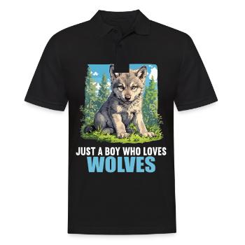 Wölfe Wolf - Männer Poloshirt - Schwarz - Vorne - Kai (181cm)