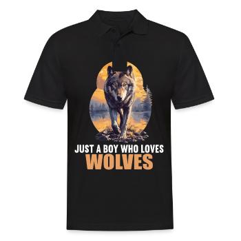 Wölfe Wolf - Männer Poloshirt - Schwarz - Vorne - Kai (181cm)