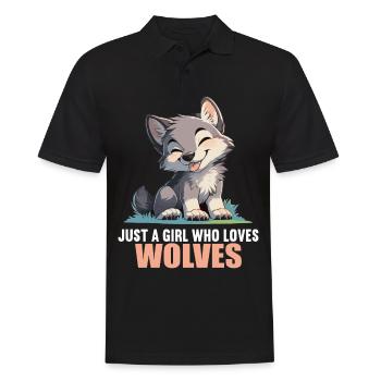 Wölfe Wolf - Männer Poloshirt - Schwarz - Vorne - Kai (181cm)