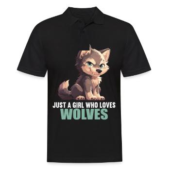 Wölfe Wolf - Männer Poloshirt - Schwarz - Vorne - Kai (181cm)