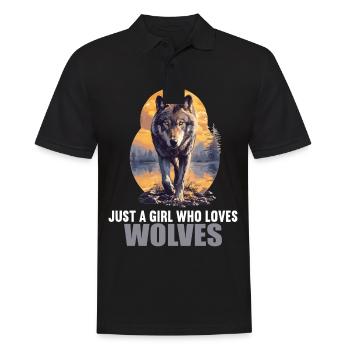 Wölfe Wolf - Männer Poloshirt - Schwarz - Vorne - Kai (181cm)