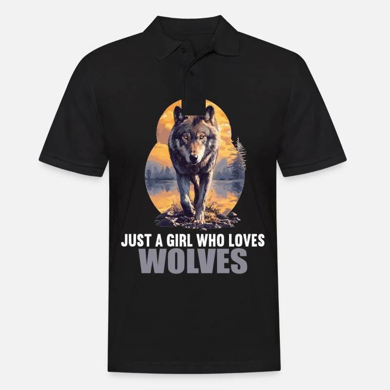 Wölfe Wolf - Männer Poloshirt - Schwarz
