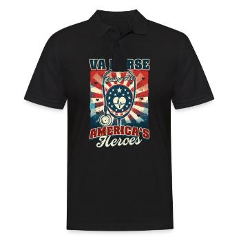 VA-Krankenschwester VA-Krankenschwester: Fürsorge für Amerikas Helden - Männer Poloshirt - Schwarz - Vorne - Kai (181cm)