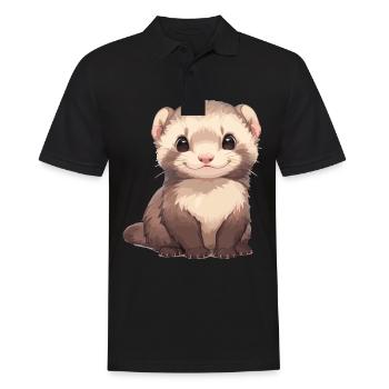 Ferret Frettchen - Männer Poloshirt - Schwarz - Vorne - Kai (181cm)