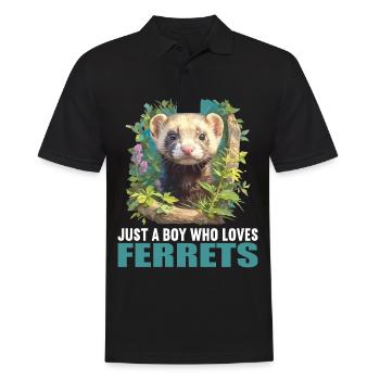 Ferret Frettchen - Männer Poloshirt - Schwarz - Vorne - Kai (181cm)