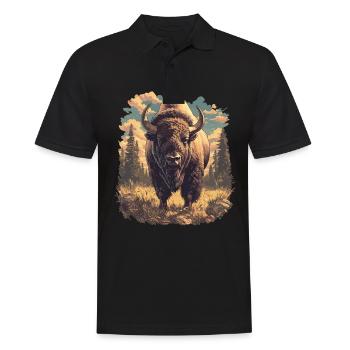 Bisons Bison - Men's Polo Shirt - black - Front - Kai (181cm)