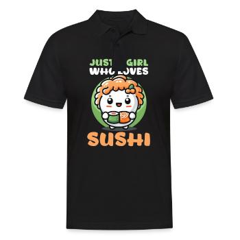 Sushi Roll Nur ein Mädchen, das Sushi liebt - Männer Poloshirt - Schwarz - Vorne - Kai (181cm)