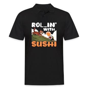 Rouleau de sushi roulant avec des sushis - Polo Homme - noir - Devant - Kai (181cm)