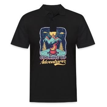 Camp Chef Koch Abenteuer - Männer Poloshirt - Schwarz - Vorne - Kai (181cm)
