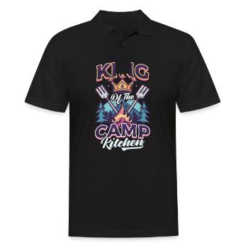 Camp-Chef König der Camp-Küche - Männer Poloshirt - Schwarz - Vorne - Kai (181cm)