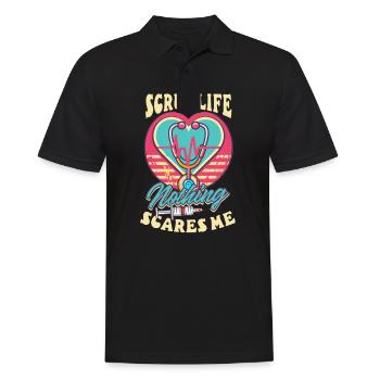Infirmière de l’AIIC Scrub Life, rien ne me fait peur - Polo Homme - noir - Devant - Kai (181cm)