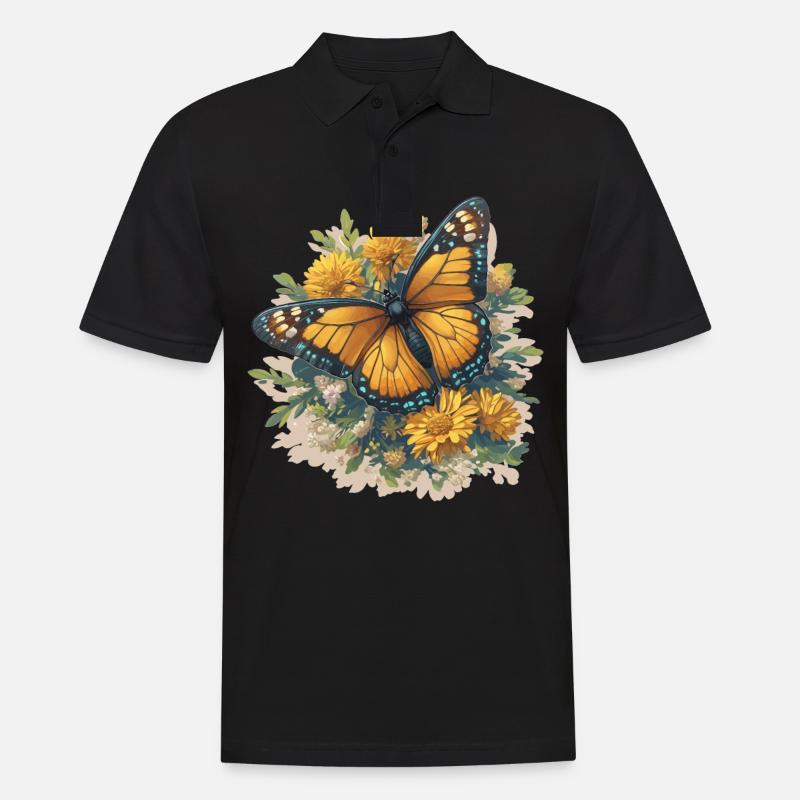 papillon papillons papillon papillon - Polo Homme - noir