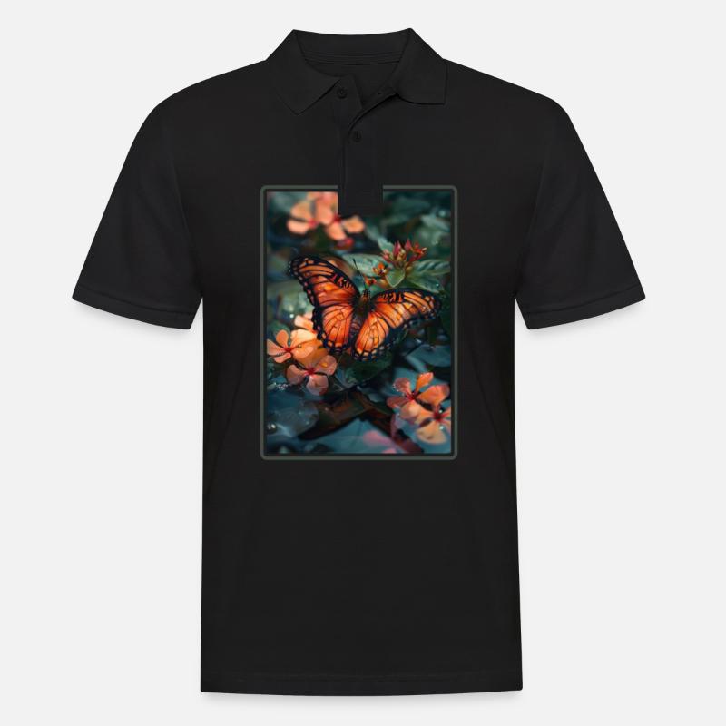 papillon papillons papillon papillon - Polo Homme - noir