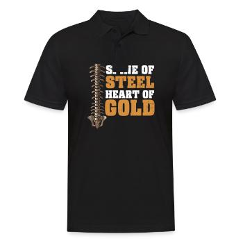 Back Surgery Spine Of Steel, Heart Of Gold - Men's Polo Shirt - black - Front - Kai (181cm)