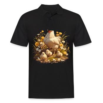 Rooster Hähne Hahn - Männer Poloshirt - Schwarz - Vorne - Kai (181cm)