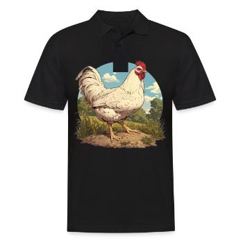Rooster Hähne Hahn - Männer Poloshirt - Schwarz - Vorne - Kai (181cm)